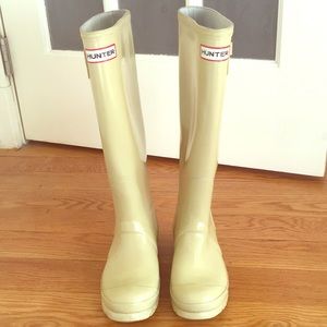 Hunter Original Gloss High Boots in Beige